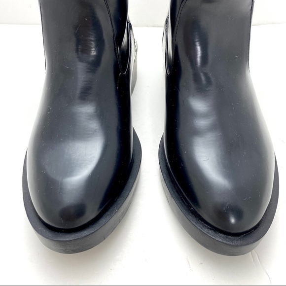 Zara Vegan Leather Moto Platform Ankles Boots BK - Picture 3 of 12